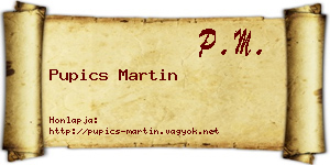 Pupics Martin névjegykártya